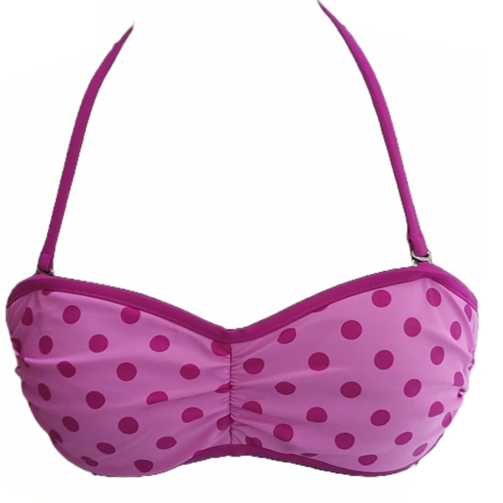 CATALINA PINK POLKA DOT BIKINI TOP SZ M (8-10)